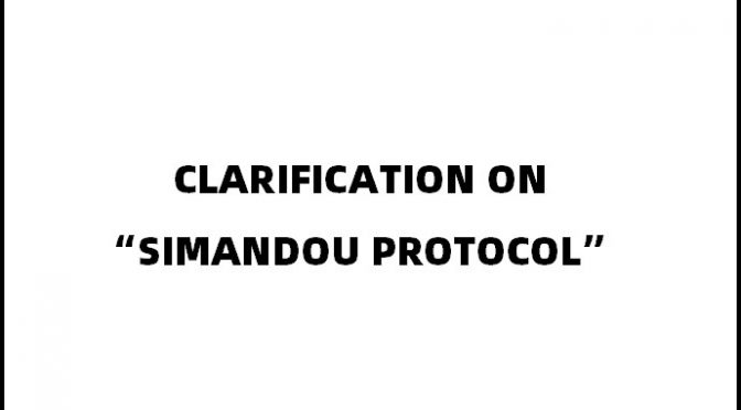 CLARIFICATION ON “SIMANDOU PROTOCOL”